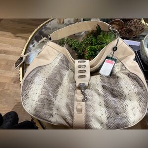 Ralph Lauren Vintage Leather Python Hobo Style Bag New